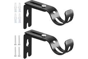 AHLMA Soporte Barra Armario Soporte Cortina Techo Soporte para Barra para Accesorios Soporte Lateral para Barra y 8 Accesorios Adecuado para Barras de Cortina de Ducha Puerta(Negro)