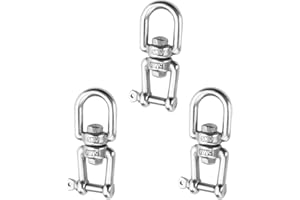 JANDH Gancio Girevole Stainless Steel, 3 Pezzi Gancio Girevole M5, Sospensioni Girevoli capacità Carico 100 kg, Rotazione 360°, per Sedie Sospese e Attrezzatura da Arrampicata
