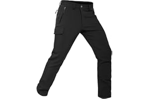 Vzteek Herren Wanderhose Thermo Softshellhose Wasserdicht Outdoorhose Winter Warm gefüttert Trekkinghose Winddichte Skihose 4wegestretch Schneehose, Fahrrad,Skifahren, Hundesport