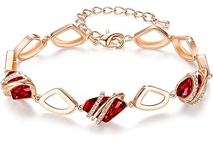 Leafael Życzenie Złóg Bransoletka Link Charm z kryształami Birthstone, pozłacana różowym złotem lub w odcieniu srebra, 7 "+2"