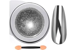 Wahrshei Polvo Cromado para Uñas, Nail Art Glitter con Efecto Espejo, Polvo Holo para Uñas, Polvo Efecto Perla para Glazed Donut Nails