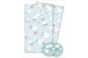 Abacus Cards Wrapping Paper 11365A "Love Heart & Flowers" Gift Wrap Pack with 2 Sheets & 2 Tags, Plastic free & FULLY RECYCLABLE, multicoloured