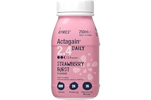 AYMES - Actagain 2.4 Daily - High Energy Nutritional Drink - Strawberry Burst - Pack of 12 Bottles - Gluten Free - Suitable for Adults and Children Aged 6+