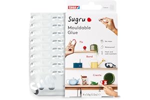 Sugru by tesa - Pâte Fixante Polyvalente à Modeler en Lot de 8 x 3.5 g - Pâte Durcissante Adhésive Polyvalente - Pour Réparer, Coller et Fixer sans Percer - Blanc