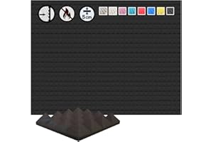 Arrowzoom 48 Polyurethane Pyramide Panneaux Mousse Acoustiques 25x25x5cm Correction Phonique anti bruit Retardateur flamme studio d'enregistrement absorbant acoustique Podcasting 1034 NOIR