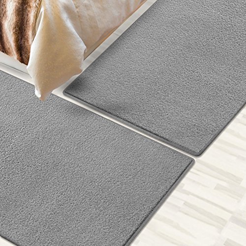 Bettumrandung Noblesse | 3 teilig, mit flauschigem Flor | verschiedene Bettvorleger Sets | schadstoffgeprüft, mit GUT-Siegel | Läufer / Brücken / Teppiche für Schlafzimmer und Jugendzimmer (Silber Grau, SET 2: 1x 67×330 cm und 2x 67×130 cm) - 4