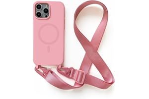 2NSPDRGNI Handykette Schutzhülle kompatibel mit iPhone 16 Pro Handyhülle mit Band,Kabellosem Laden Hülle Halsband Lanyard Silikonhülle,Pink