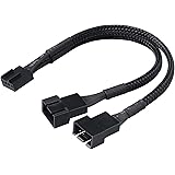 Akasa PWM Fan Splitter | 1 to 2 Ways 4-Pin PWM Fan | Speed Control PC Case Fan Splitter Extension Cable | Black Braided | 150