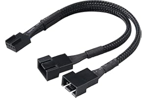 Akasa PWM rozdzielacz wentylatora | 1 do 2 sposobów 4-biegunowy wentylator PWM | kontrola prędkości PC obudowa rozdzielacz wentylatora kabel przedłużający | czarny pleciony | 150 mm 15 cm | AK-CBFA04-15