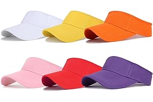 Geebuzz 6 Pack Sun Visors for Women Blank Topless Adjustable Sun Hat Cap Summer Beach Pool Travel Sports Visor