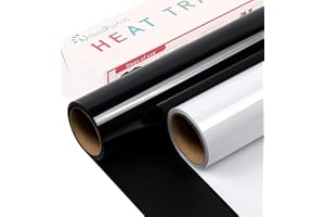 NANAPLUMS Plotterfolie Textil, Flexfolie Plotter Textil, 1 Rolle Weiß und 1 Rolle Schwarz Bügelfolie für Textilien Transferfolie zum Aufbügeln für DIY T-Shirt, Weiß und Schwarz