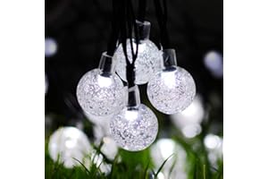 KISUFU 11M Catena Luminosa Esterno Solare, 60LEDs Luci Solari Esterno, Impermeabile IP65, 8 Modalità Luci Esterno Energia Solare per Recinzione, Patio, Giardino,Camper,Festa Natale (Bianco)