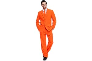 U LOOK UGLY TODAY Traje de Fiesta para Hombre, Color sólido, Traje de Ocio para Fiesta de Halloween con Corbata y Pantalones