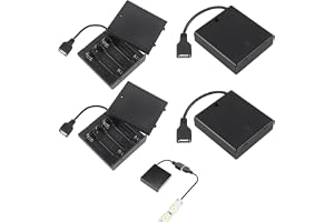 Förpackning med 4 stycken AA-batterihållare med strömbrytare och USB-kontakt, lämplig för 1,5 V och 1,2 V-batterier, 6 V-utgång, AA-batterihållare kompatibel för elektronikprojekt, leksaker och