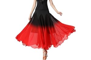 HOMU Elegant Ballroom Dance Latin Flamenco Dance Skirt for Women Gradient Swing Skirt Dress