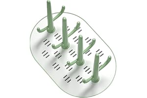 Zuofan Trockenständer Babyflaschen, Abtropfgestell Flaschen und Zubehör, Trockenständer für Babyflaschen mit Abtropfschale, Flaschenbaum Baby zum Trocknen von Babyflaschensaugern- Grün