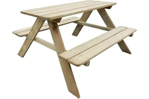 Tidyard Table de Pique-Nique Table de Enfant Table de Jardin avec Bancs Pinède (Résistante à la Pourriture) 89 x 89,6 x 50,8cm