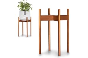 FOX & FERN Soporte Plantas Madera para Planta Interior y Exterior, Base para Macetero Alto, Robusto y Ajustable, Soporte para Macetas Hecho de Bambú y Fácil de Montar, Base para Maceta Ecológico