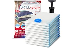 Spacesaver Hochwertige Vakuumbeutel für Kleidung, 80% mehr Stauraum Vakuum Aufbewahrungsbeutel mit Reise Pumpe Doppelreißverschluss und Dreifachdichtung für maximale Platzersparnis Groß 10 Pack