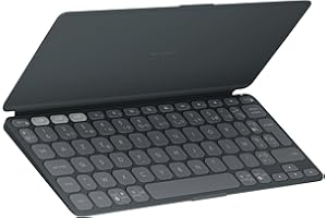 Logitech Keys-To-Go 2, clavier Bluetooth portable pour tablette avec coque intégrée, clavier sans fil compact ultra-mince pour Windows, Android, Linux, iPad, iPhone, Mac, Apple TV, AZERTY FR -Graphite