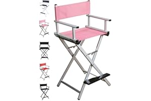 ‎POLIRONESHOP Polironeshop DEVA – Profi Make-up Stuhl, Aluminium Schminkstuhl und Regiestuhl, Klappbar und Höhenverstellbar, Ideal für Kosmetikstudios und Friseursalons (Rose)