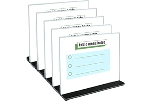 suaywo 5 Stück Tischaufsteller A5 Querformat mit Sockelboden Acryl Werbeaufsteller Tischständer Doppelseitiges Display Aufsteller A5 Menükartenhalter Glasklar Acrylglas T-Ständer für Restaurant,Büro