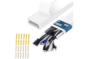 shinfly Canaleta para TV 0.8m – Canaletas de PVC para Cubrir Cables en Pared, Oculta hasta 1~10 Cables, Canaleta Autoadhesiva – Ideal para la Instalación de TV – 40cm(L) x60mm(An) x18mm(Al) - Blanco