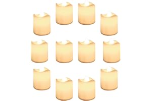 Yeahmart 12 Pack LED Tea Light Candles, Battery Operated Flameless Flickering LED Candle Lights, Electric Fake Candles Tealights for Halloween, Christmas, Weddings, Festivals, Home Decor