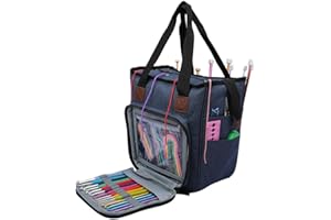Venus valink Portátil Bolso de Tejido, Alto Capacidad Croché Hilo Almacenaje Funda, Grande Punto Organizador Bola Soporte Lana Ganchos Agujas Costura Accessorires - Azul
