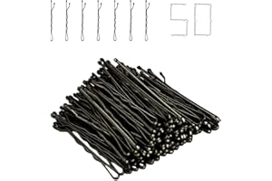 PKOUVOO Bobby Pins - Forcine per capelli con punta rotonda in metallo, 50 Pezzi Forcine per Capelli, 6 cm Spille Ondulate per Bobby Metallo