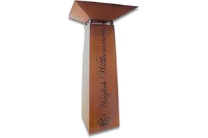 ‎ROSTIKAL Rostikal Rost Deko Säule 1,15 cm Herzlich Willkommen mit Pflanzschale Edelrost Gartendeko