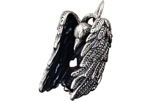 ForFox Schwarz 925 Sterling Silber Adler Anhänger 3D Vogel Schmuck für Herren Damen