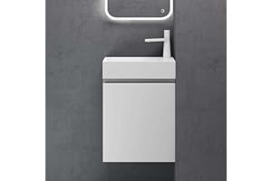 doporro Mobile Bagno Sospeso con Lavabo Set di Mobili da Bagno, Mobile Sottolavabo per WC Ospiti 46x26x63cm Bianco opaco, Pisa02