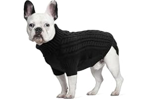 LiebeDD Maglione Cane Taglia Media - Caldo Maglioncino Cane Invernale Termica Dolcevita Lavorare a Maglia Cani Classico & Elegante Maglioncini Pile per Cani Bulldog Francese (Nero M)