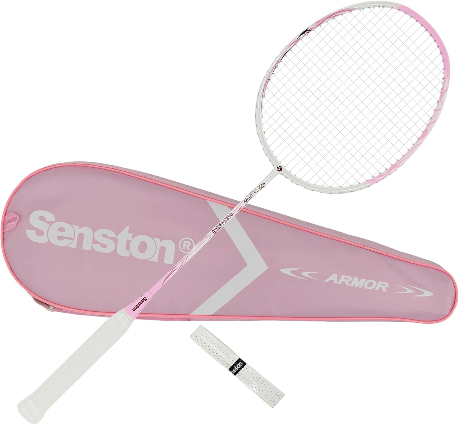 Senston Raqueta de bádminton Ligera 100% Carbono Completo con Agarre y Bolsa de bádminton