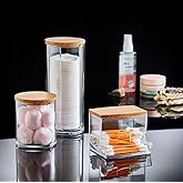 Deconox Ahşap G&ouml;r&uuml;n&uuml;ml&uuml; Kapak 3'l&uuml; Organizer Set, Modern Pamukluk D&uuml;zenleyici Şık 3'l&uuml; Pamukluk Set - Şık ve Fonksiyonel Ahşa