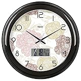 WIHY Leise Seiko Wanduhr Quarz Batterie dekorative Einzigartige Wohnzimmer Runde Uhr Einfache Precisiond elektronische Quarzuhr Home Wanduhr, 16 Zoll, Flat-Panel LCD -208, Carbon Black