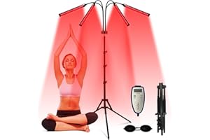 ‎TRAYVESPACE Rotlichtlampe mit Ständer, 180LEDs Red Light Therapy, 660nm & 850nm Rotlichtlampe Infrarotlampe mit Timer, 4 Köpfe Rotlicht Therapie für Schmerzlinderung, Hautpflege