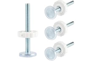 WELHAEPI Stair Gate Pressure Fit Spares Set, M10 Pressure Mounted Baby Gate Spindle Rods, Metal Baby Gate Extension Safety Gate Fittings for Baby Pet Safety Gates Accessory Screw Bolts Kit(White, 4 Pcs)