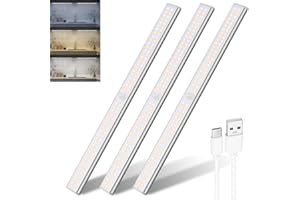 DFGOTOP Lampe 96 LED Detecteur de Mouvement Armoire,35CM Reglette LED Cuisine Sans Fil, Rechargeable USB Lumiere de Placard Escalier (3 Pièce)