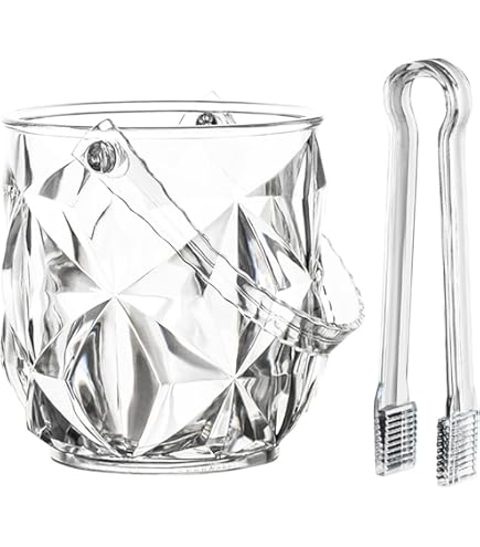 Seau à Glace Transparent - Bac De Rangement Pour Frigo, Fruits, Bière, Vin - Avec Poignée Cuir - 2 Tailles - Idéal Organisation Cuisine
