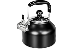 Vinekraft Stove Top Kettle, 2.7L Whistling Kettle, Stainless Steel Camping Kettle Teapot for Gas Hobs, Induction and Electric Hobs (Matte Black)