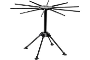 Ourokhome Collapsible Pasta Drying Rack, Plastic Spaghetti Hanger Noodle Dryer Stand with 10 Bar Handles for Homemade Fresh Spaghetti, Stable, Easy Storage and Quickly Set Up (Black)