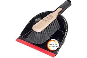 Peggy Perfect Kehrgarnitur, Kehrset mit Buchenholz Handbesen und großzügiger Kunststoffschaufel. Mit dichter Borstenmischung und angespitzter Gummilippe.