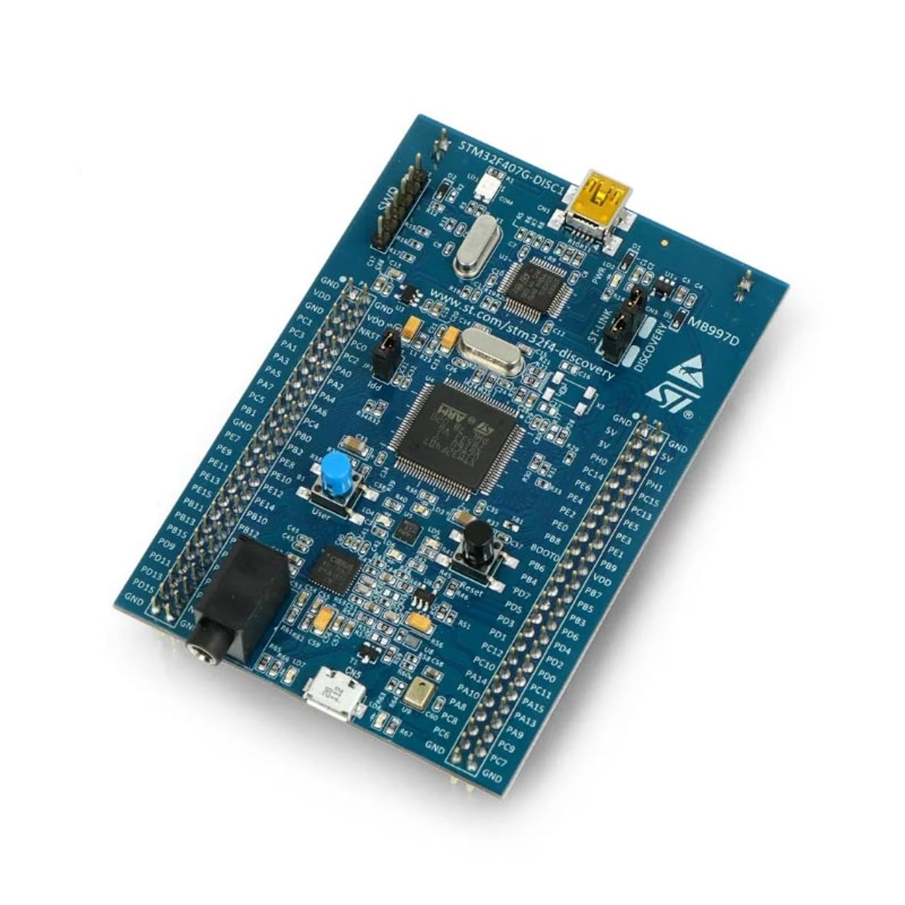 EmbeTronicX STM32F407G-DISC1 Discovery Board - STM32F407VG MCU - MB997D - 32-bit ARM Cortex-M4, 1MB Flash, 192KB RAM - ST-LINK/V2, USB ST-LINK - Audio DAC with Speaker Driver