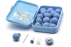 MQUPIN Quilt Fixing Clips,16 Pcs Duvet Cover Clips,Mushroom Round Fixing Clips with Buttons,Bedroom Duvet Fixing Holder Quilt Cover Pins with Box (blue)