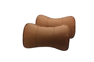 SZSS-CAR AutoSunShine 2 Stück Kopfstütze aus echtem Leder für Auto, Nackenstütze Kissen, Sitzkissen, Bezüge (braun)