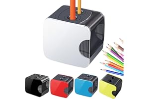 AXINYINGESS elektrischer anspitzer，Elektrischer Spitzer für Kinder Doppelloch elektrischer spitzer dicke und dünne stifte，Perfekt für Kinder im Büro oder zu Hause (white)