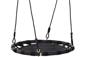 HOMCOM 23.5 Inch/ 60 cm Kids Nest Swing Seat Round Hanging Tree Metal Frame Backyard Playground Outdoor Garden Backyard Play Toy Black
