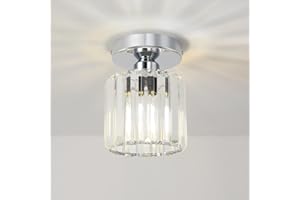 ANWIO Lustre Cristal Moderne Argent, Mini Lustre Couloir E27, Luminaires Intérieur Ø135mm, Plafonnier Led Salle à Manger, Petite Chambre